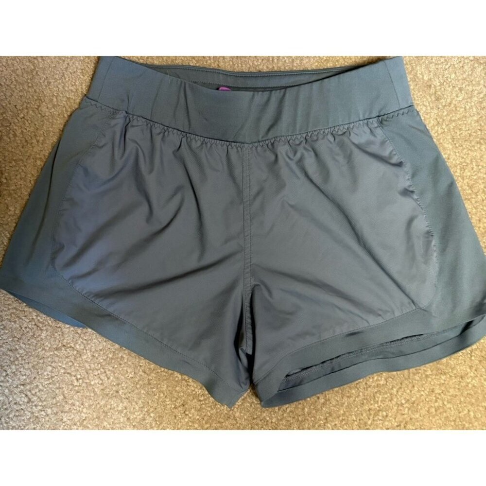 Athleta Stellar Running Shorts Womens Small Gray 3 1/2” Inseam Adjustable Waist